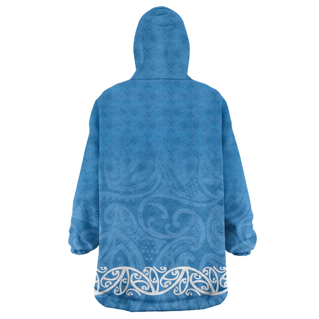 New Zealand Nurses Week Wearable Blanket Hoodie Maori Kowhaiwhai Blue Tribal