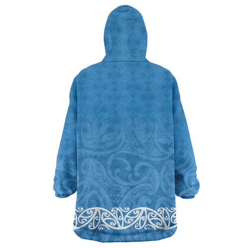 New Zealand Nurses Week Wearable Blanket Hoodie Maori Kowhaiwhai Blue Tribal
