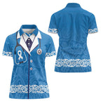 New Zealand Nurses Week Women Polo Shirt Maori Kowhaiwhai Blue Tribal