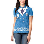 New Zealand Nurses Week Women Polo Shirt Maori Kowhaiwhai Blue Tribal