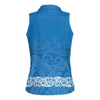 New Zealand Nurses Week Women Sleeveless Polo Shirt Maori Kowhaiwhai Blue Tribal