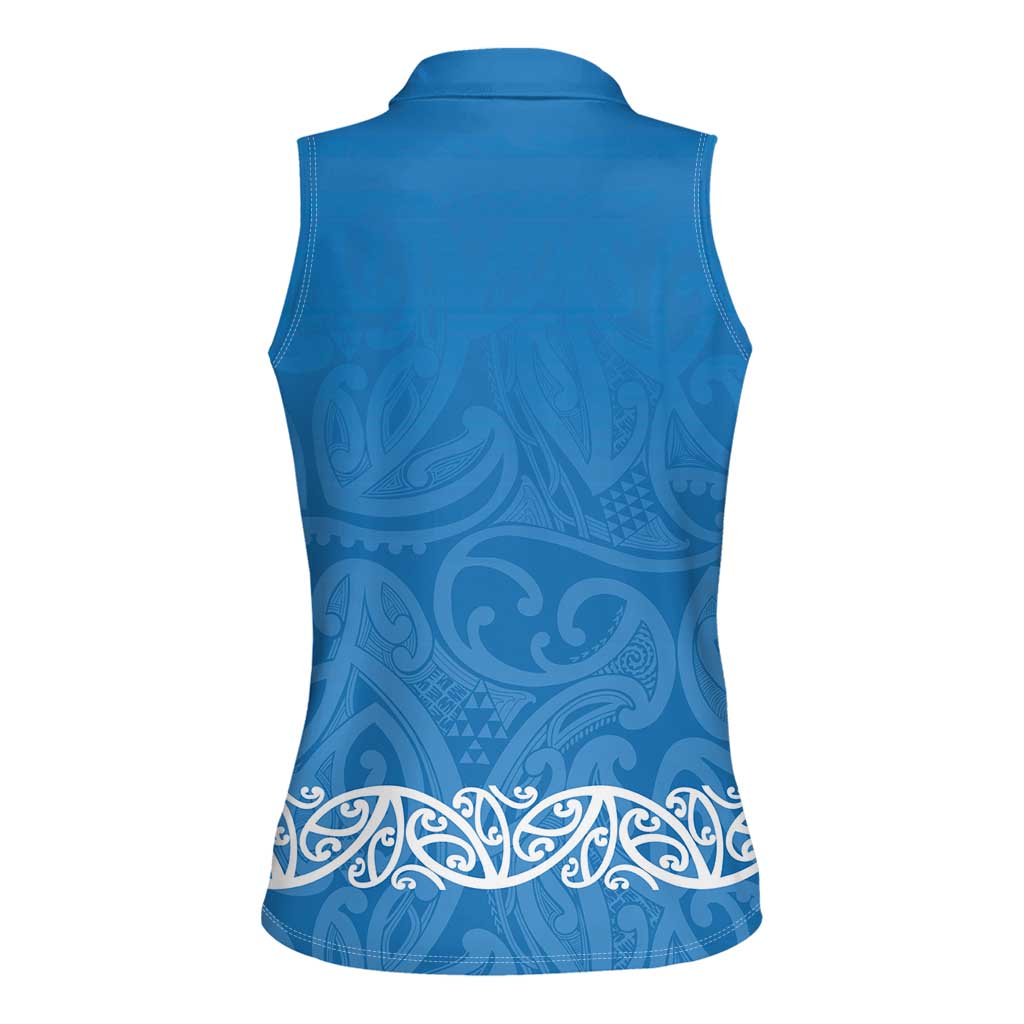 New Zealand Nurses Week Women Sleeveless Polo Shirt Maori Kowhaiwhai Blue Tribal
