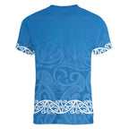 New Zealand Nurses Week Women V-Neck T-Shirt Maori Kowhaiwhai Blue Tribal