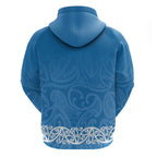 New Zealand Nurses Week Zip Hoodie Maori Kowhaiwhai Blue Tribal