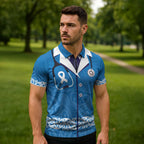 New Zealand Nurses Week Zipper Polo Shirt Maori Kowhaiwhai Blue Tribal
