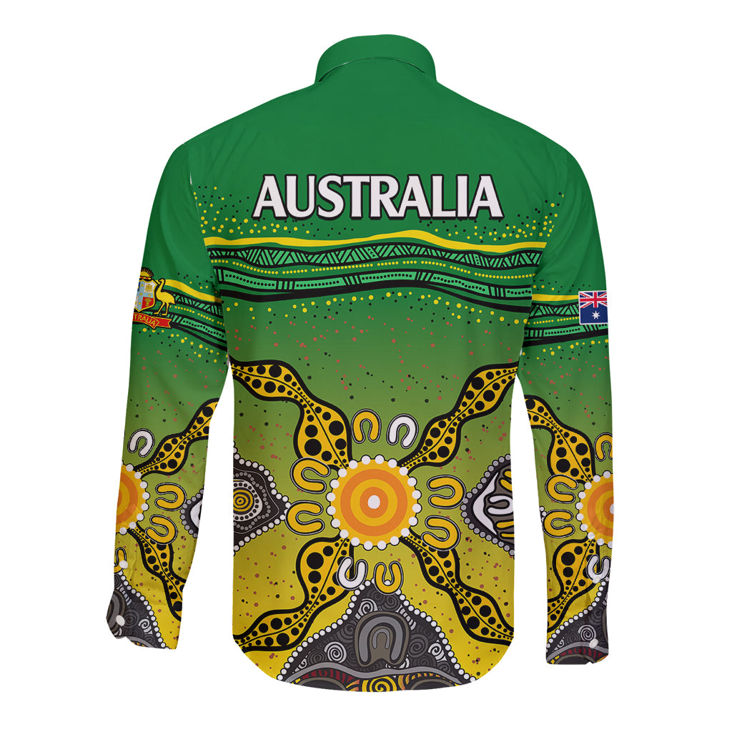 australia-cricket-long-sleeve-button-shirt-aboriginal-dots-style