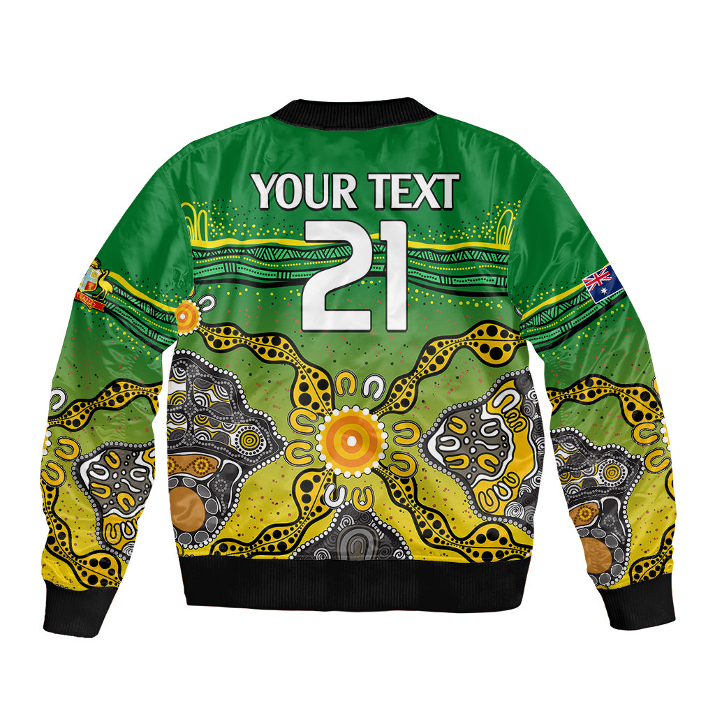 custom-text-and-number-australia-cricket-sleeve-zip-bomber-jacket-aboriginal-dots-style