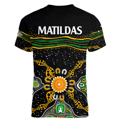 matildas-australia-soccer-women-v-neck-t-shirt-aboriginal-dots-style