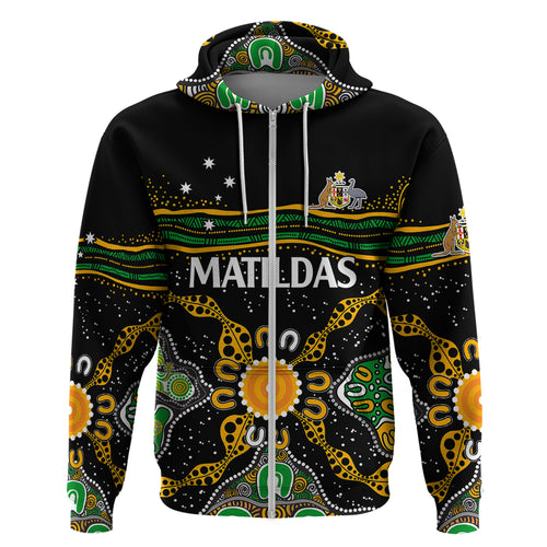 custom-text-and-number-matildas-australia-soccer-hoodie-aboriginal-dots-style