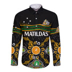 custom-text-and-number-matildas-australia-soccer-long-sleeve-button-shirt-aboriginal-dots-style