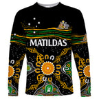 custom-text-and-number-matildas-australia-soccer-long-sleeve-shirt-aboriginal-dots-style