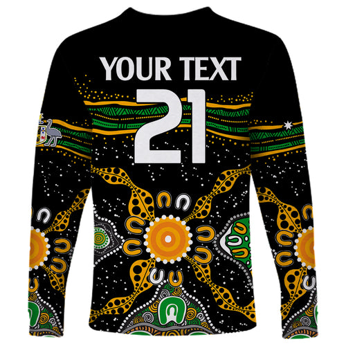 custom-text-and-number-matildas-australia-soccer-long-sleeve-shirt-aboriginal-dots-style