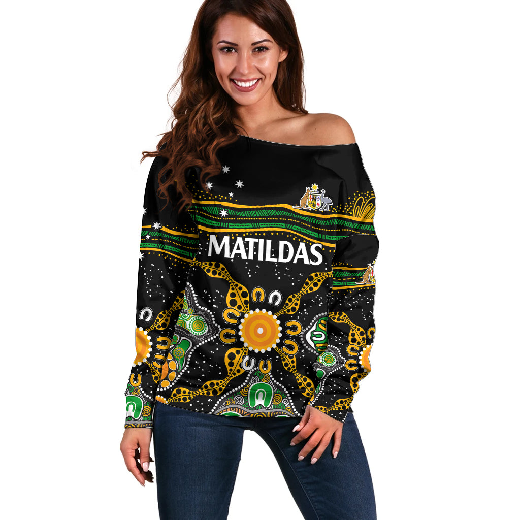 custom-text-and-number-matildas-australia-soccer-off-shoulder-sweater-aboriginal-dots-style