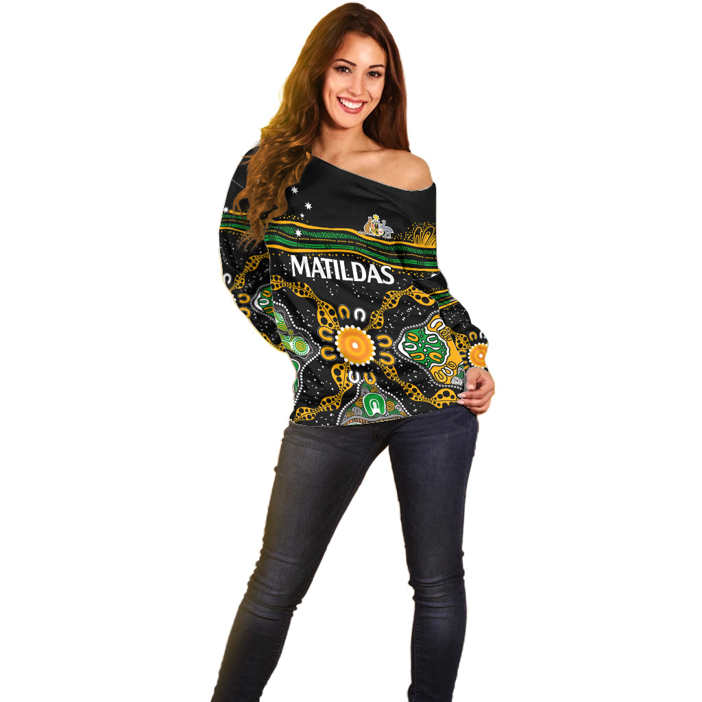 custom-text-and-number-matildas-australia-soccer-off-shoulder-sweater-aboriginal-dots-style