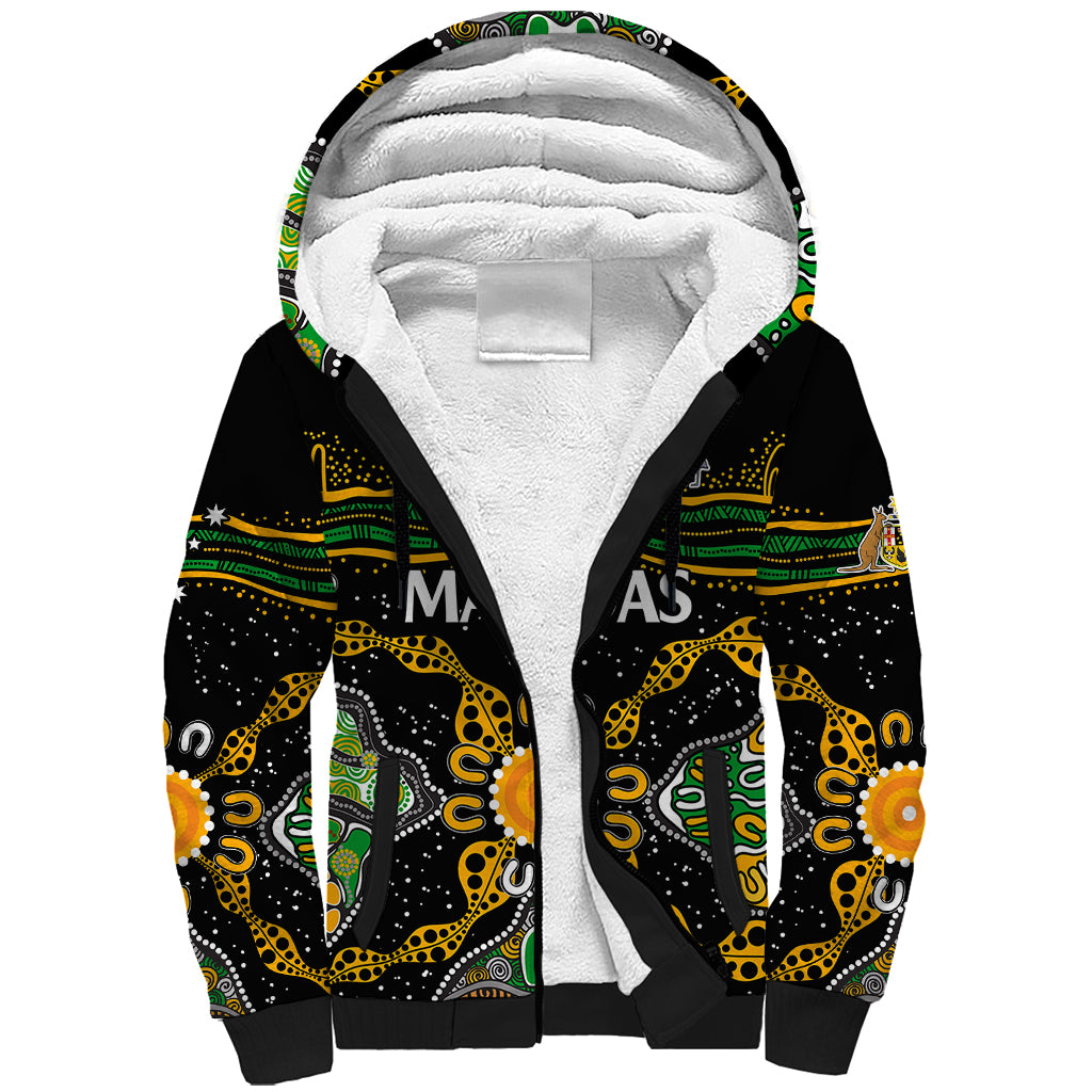 custom-text-and-number-matildas-australia-soccer-sherpa-hoodie-aboriginal-dots-style