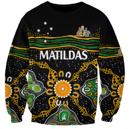 custom-text-and-number-matildas-australia-soccer-sweatshirt-aboriginal-dots-style