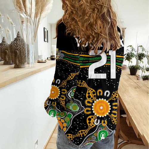 (Custom Text And Number) Matildas Australia Soccer Women Casual Shirt Aboriginal Dots Style LT9