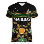 custom-text-and-number-matildas-australia-soccer-women-v-neck-t-shirt-aboriginal-dots-style