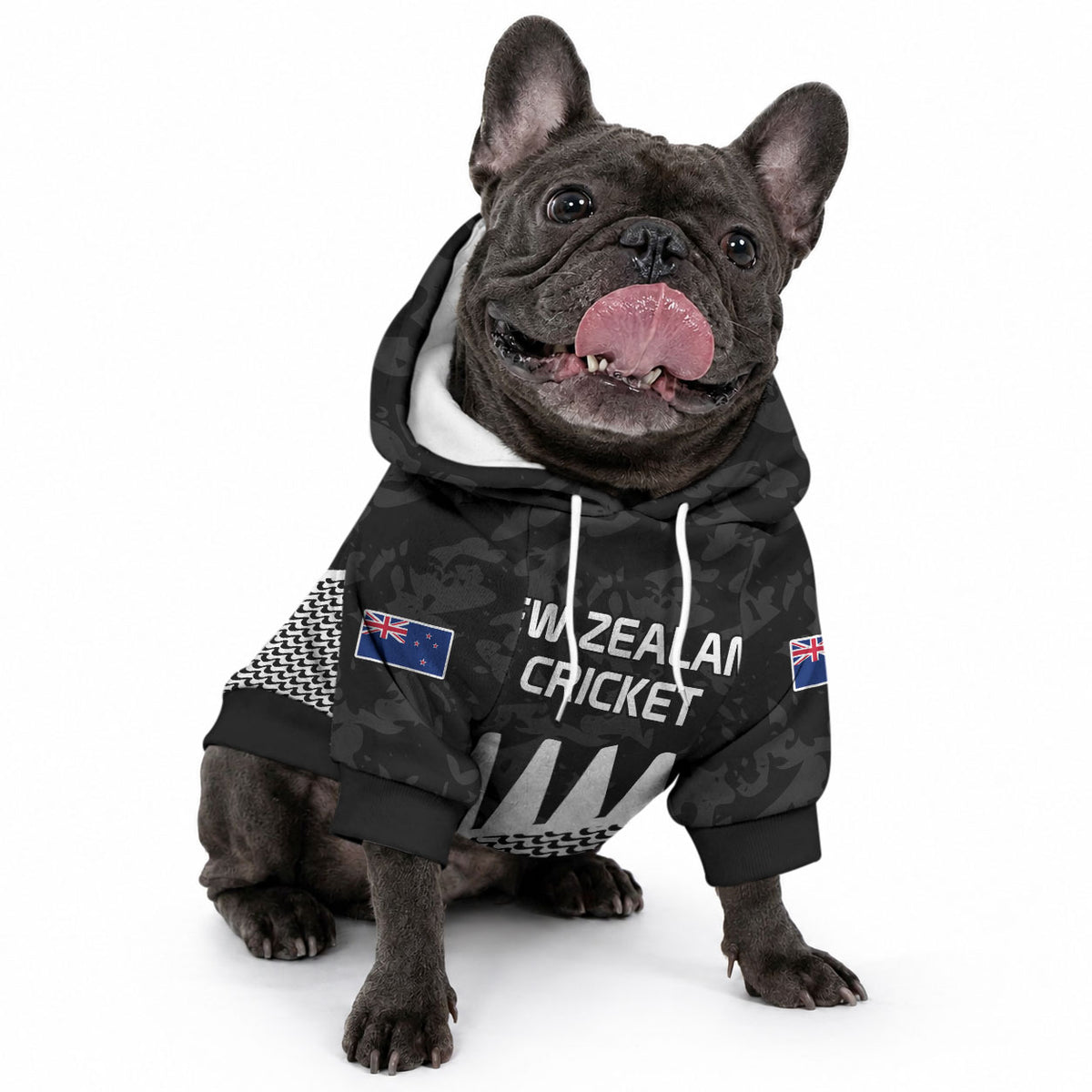 New Zealand Cricket Pet Hoodie Black Cap Sporty Style No1