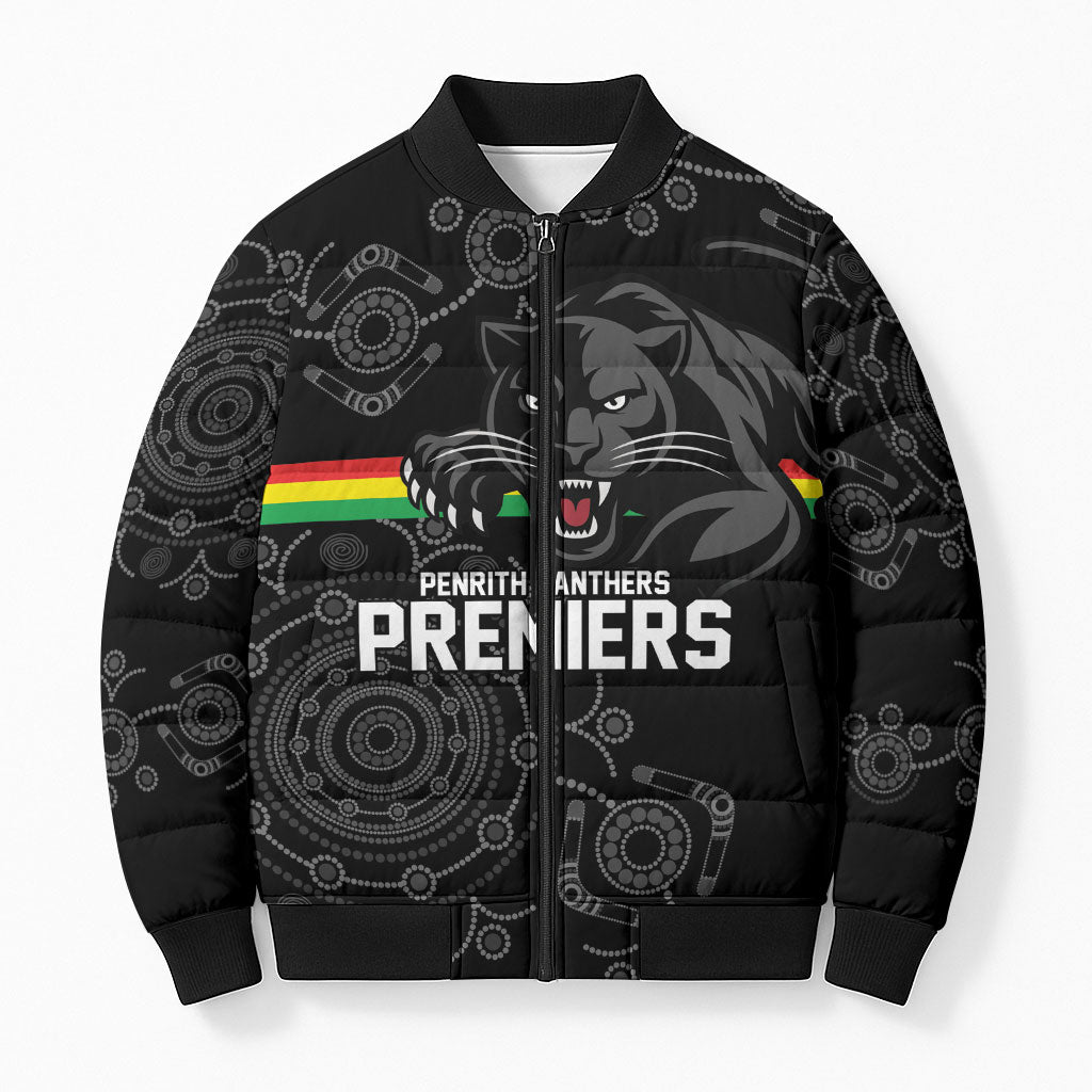 Penrith Premiers 2026 Bomber Puffer Jacket Panthers Seven-Time Premiership Black