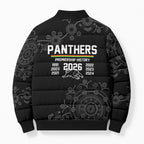 Penrith Premiers 2026 Bomber Puffer Jacket Panthers Seven-Time Premiership Black