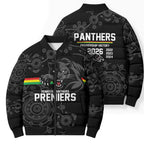 Penrith Premiers 2026 Bomber Puffer Jacket Panthers Seven-Time Premiership Black