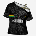 Penrith Premiers 2026 Cross Shoulder Shirt Panthers Seven-Time Premiership Black