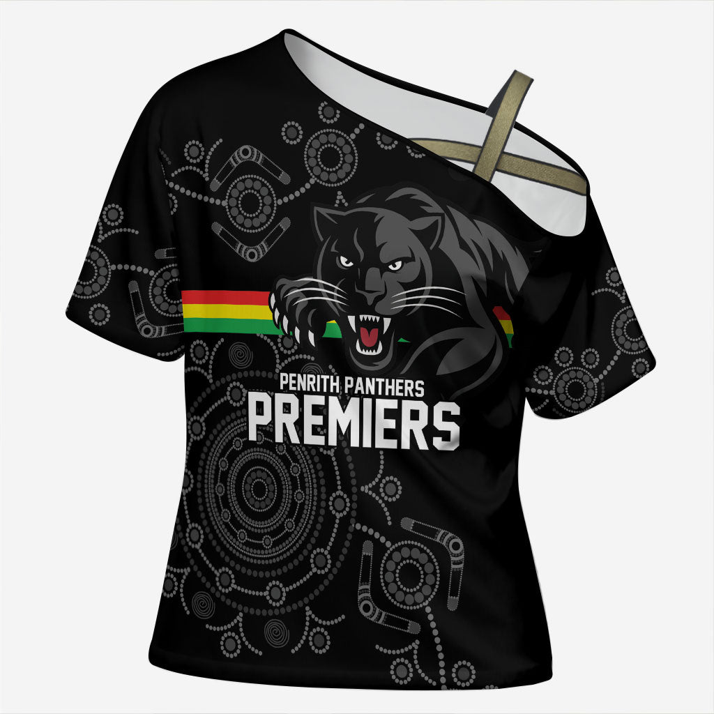 Penrith Premiers 2026 Cross Shoulder Shirt Panthers Seven-Time Premiership Black
