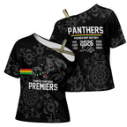 Penrith Premiers 2026 Cross Shoulder Shirt Panthers Seven-Time Premiership Black