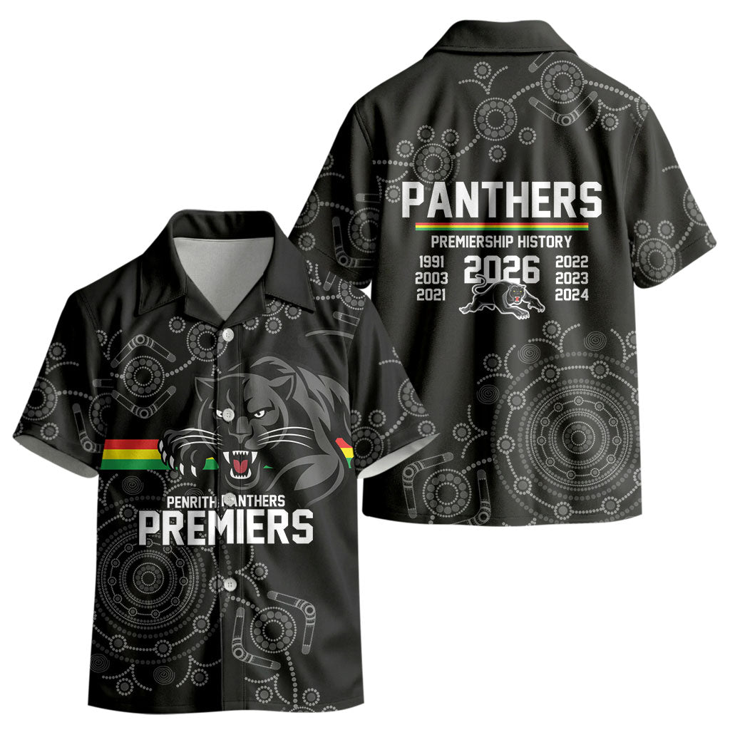 Penrith Premiers 2026 Kid Hawaiian Shirt Panthers Seven-Time Premiership Black