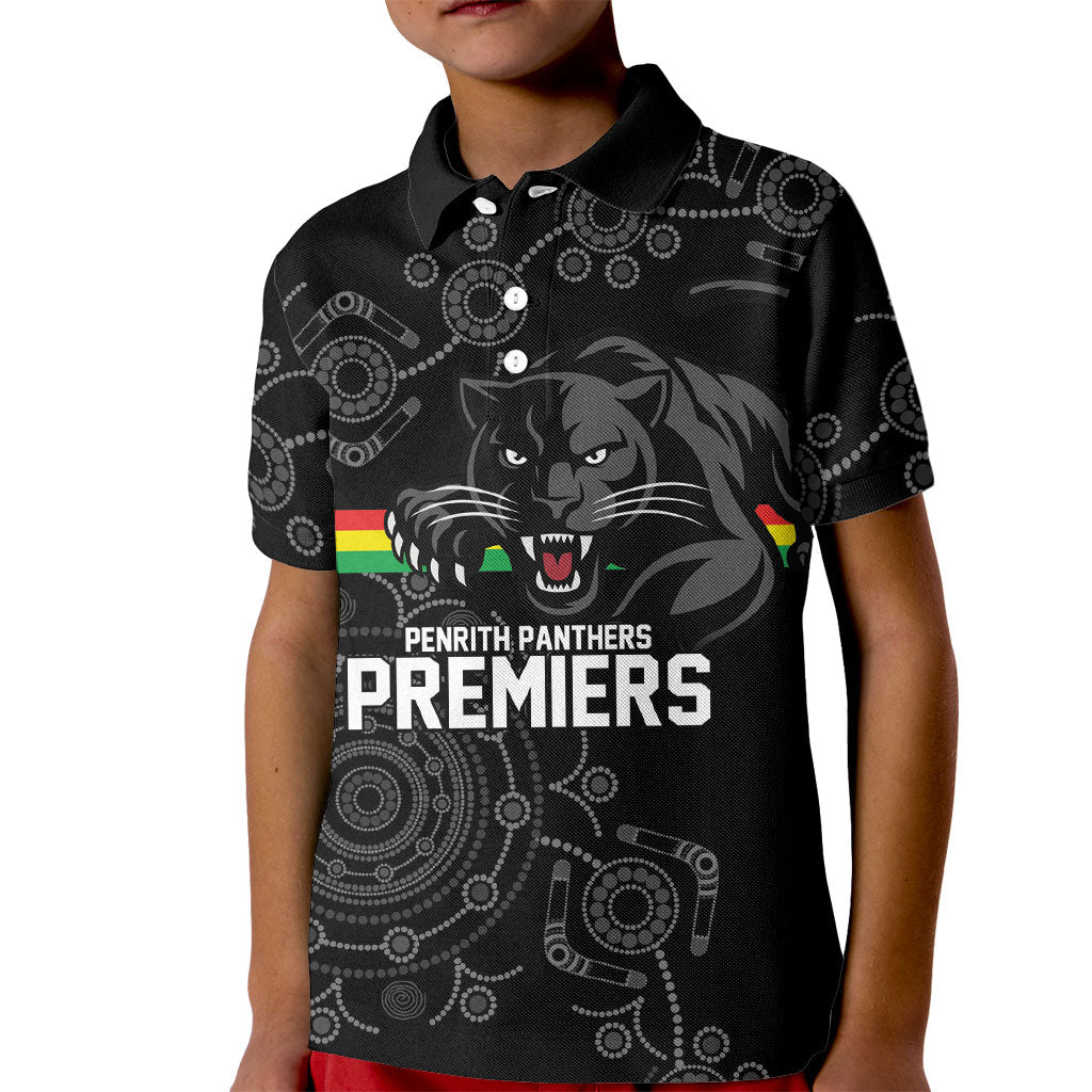 Penrith Premiers 2026 Kid Polo Shirt Panthers Seven-Time Premiership Black
