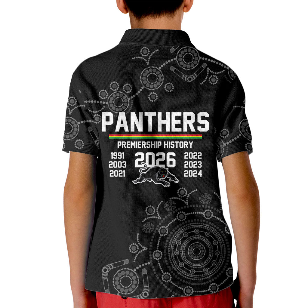 Penrith Premiers 2026 Kid Polo Shirt Panthers Seven-Time Premiership Black