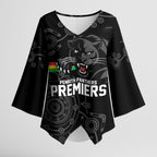 Penrith Premiers 2026 Kimono Sleeve Blouse Panthers Seven-Time Premiership Black