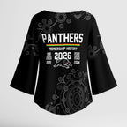 Penrith Premiers 2026 Kimono Sleeve Blouse Panthers Seven-Time Premiership Black