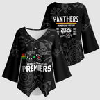 Penrith Premiers 2026 Kimono Sleeve Blouse Panthers Seven-Time Premiership Black