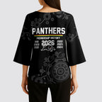 Penrith Premiers 2026 Kimono Sleeve Blouse Panthers Seven-Time Premiership Black