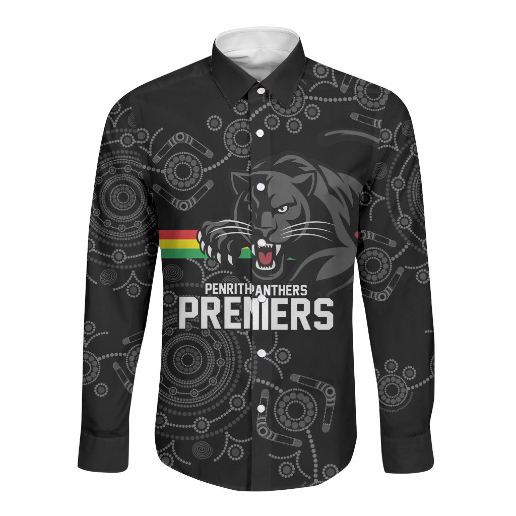 Penrith Premiers 2026 Long Sleeve Button Shirt Panthers Seven-Time Premiership Black