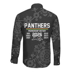Penrith Premiers 2026 Long Sleeve Button Shirt Panthers Seven-Time Premiership Black