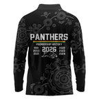 Penrith Premiers 2026 Long Sleeve Polo Shirt Panthers Seven-Time Premiership Black