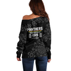 Penrith Premiers 2026 Off Shoulder Sweater Panthers Seven-Time Premiership Black