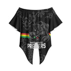 Penrith Premiers 2026 Off Shoulder Wrap Waist Top Panthers Seven-Time Premiership Black