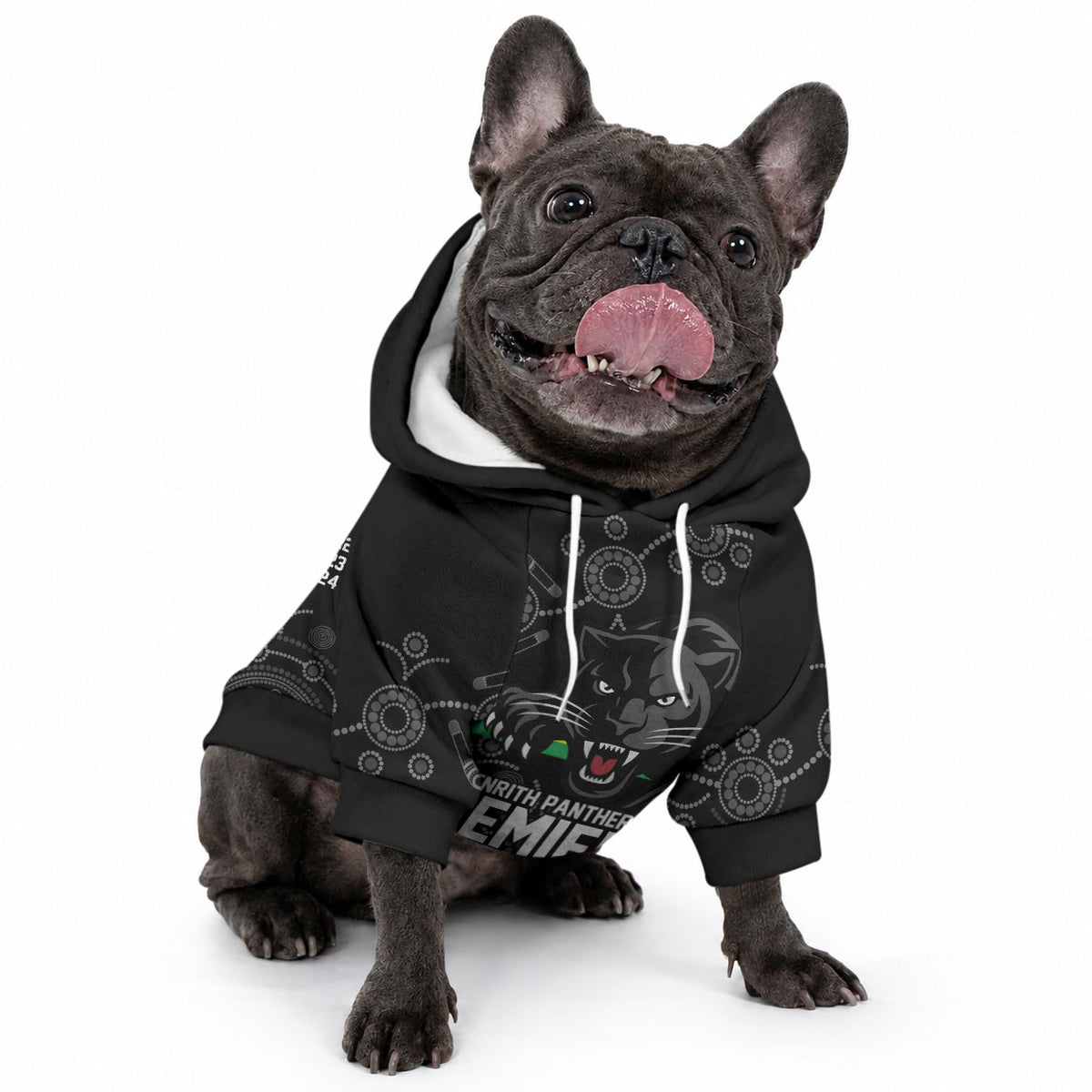 Penrith Premiers 2026 Pet Hoodie Panthers Seven-Time Premiership Black