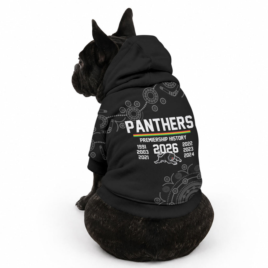 Penrith Premiers 2026 Pet Hoodie Panthers Seven-Time Premiership Black