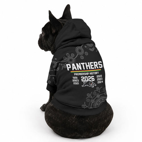Penrith Premiers 2026 Pet Hoodie Panthers Seven-Time Premiership Black