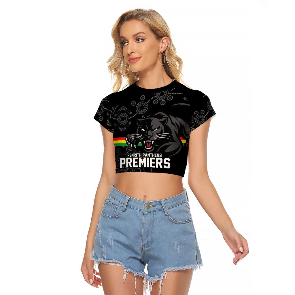Penrith Premiers 2026 Raglan Cropped T Shirt Panthers Seven-Time Premiership Black