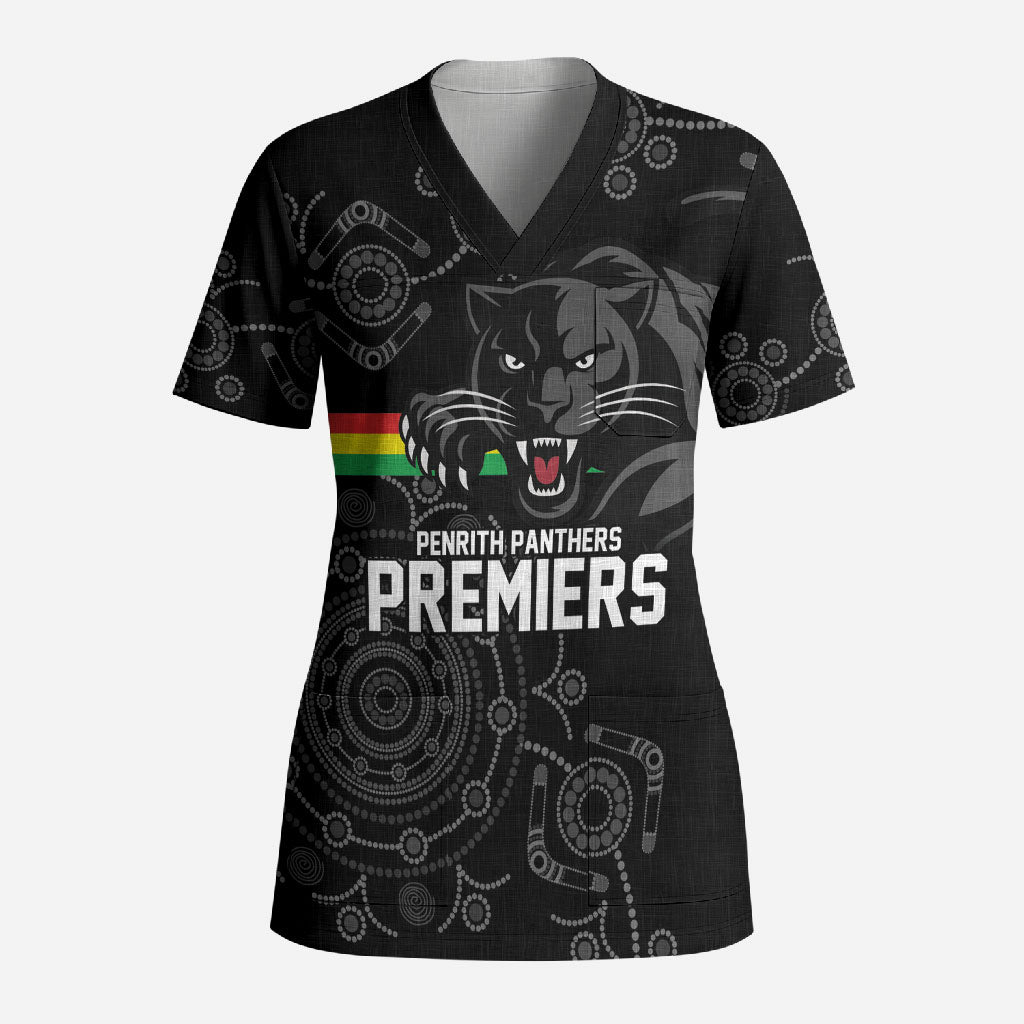 Penrith Premiers 2026 Scrub Top Panthers Seven-Time Premiership Black