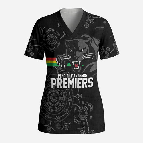 Penrith Premiers 2026 Scrub Top Panthers Seven-Time Premiership Black
