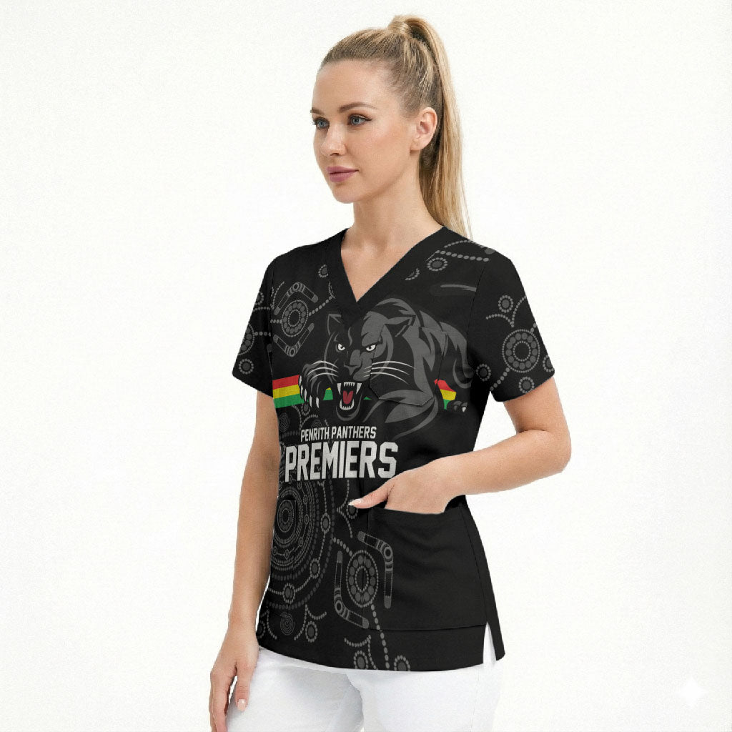 Penrith Premiers 2026 Scrub Top Panthers Seven-Time Premiership Black