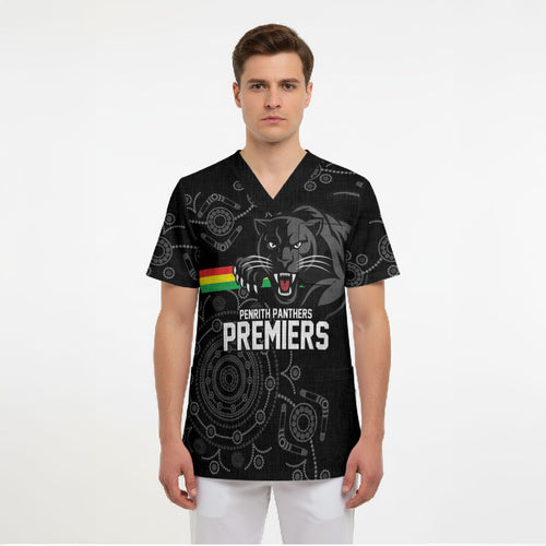 Penrith Premiers 2026 Scrub Top Panthers Seven-Time Premiership Black