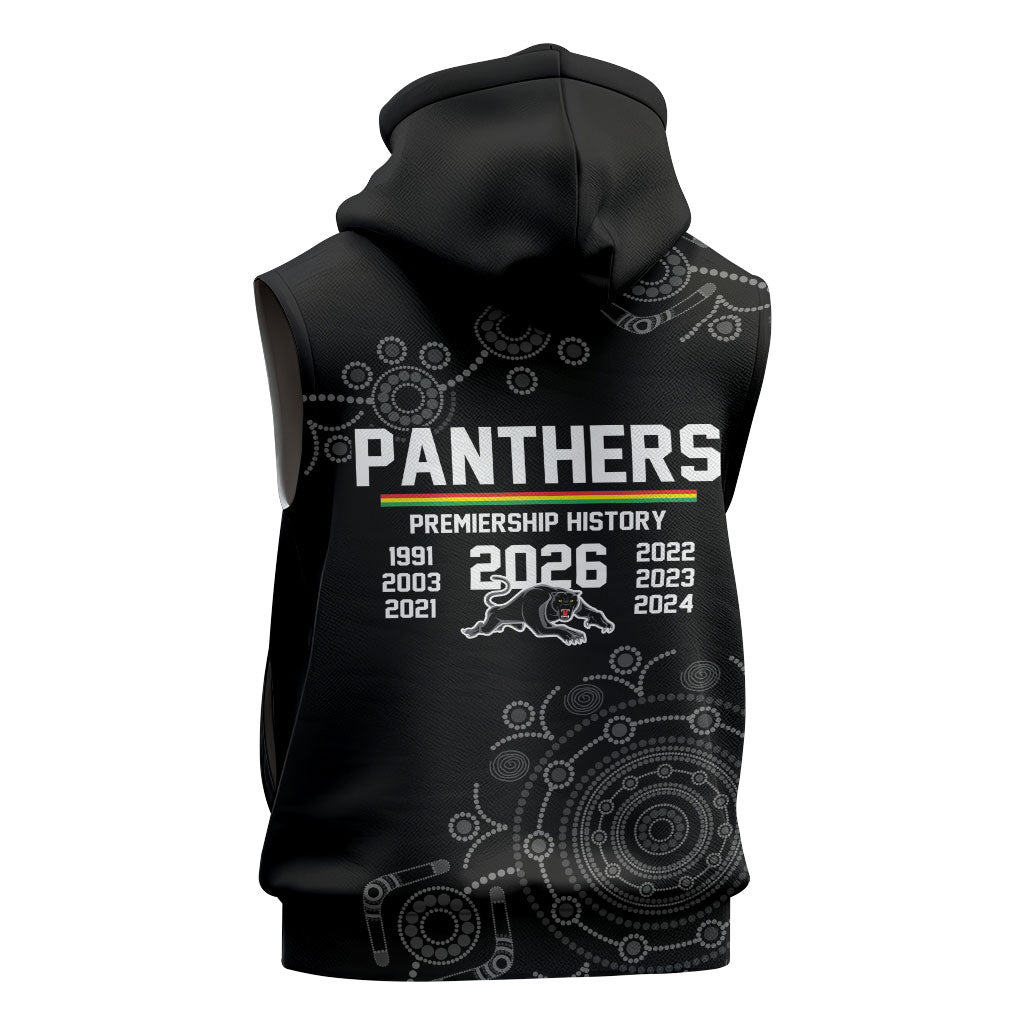 Penrith Premiers 2026 Sleeveless Hoodie Panthers Seven-Time Premiership Black